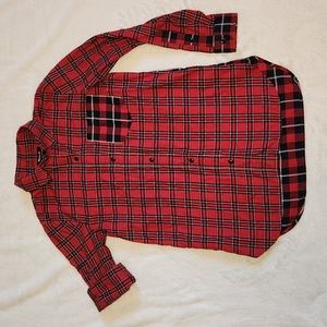 Madewell Red and Navy Blue Plaid Lightweight Flannel Shirt Women's Size XXS